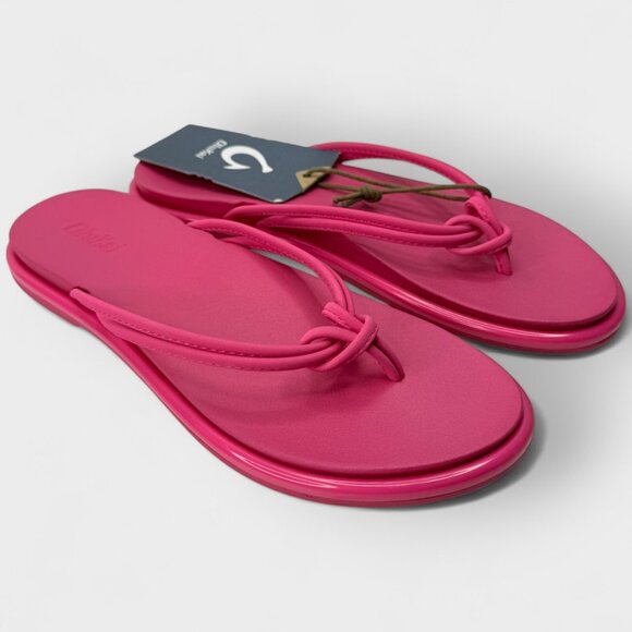 OluKai ‘Aka Women’s Flip-Flop Pink Plumeria Size 8 B – New w/Tags, No Box - Picture 1 of 11
